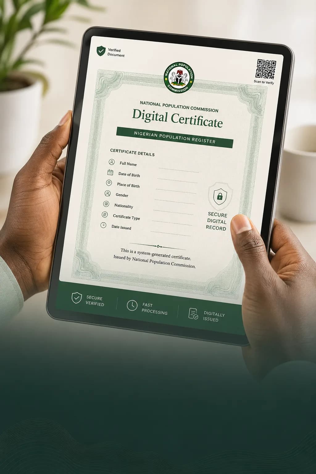 National Population Commission Digital Certificate card background